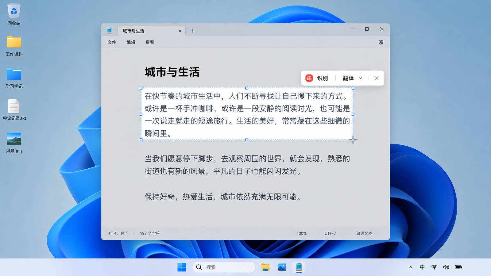 有道翻译截图功能框选文字区域操作示意