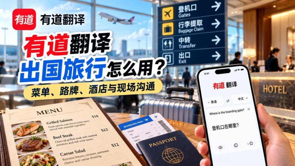 有道翻译出国旅行菜单路牌酒店与现场沟通翻译
